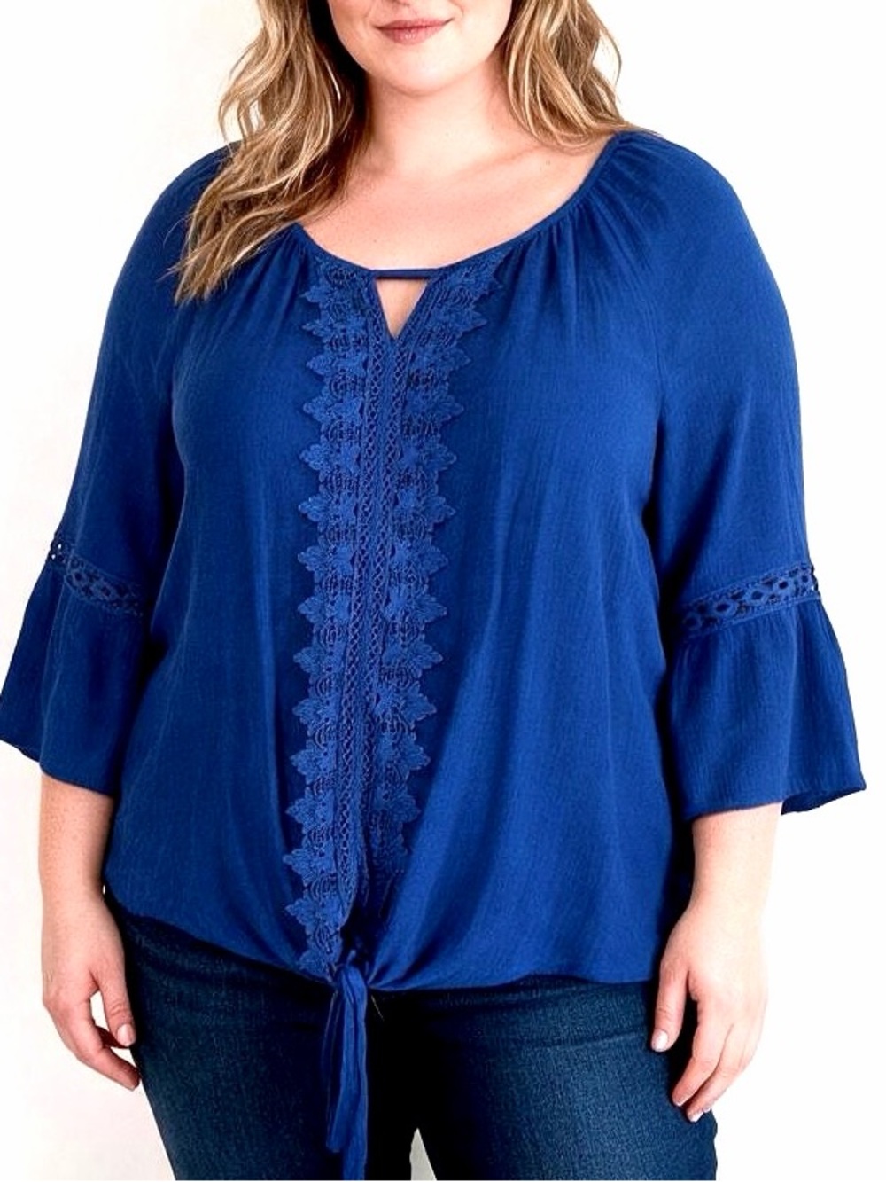 C EST. 1946 Blue Women's Tie-Front Blouse Sz 18/20